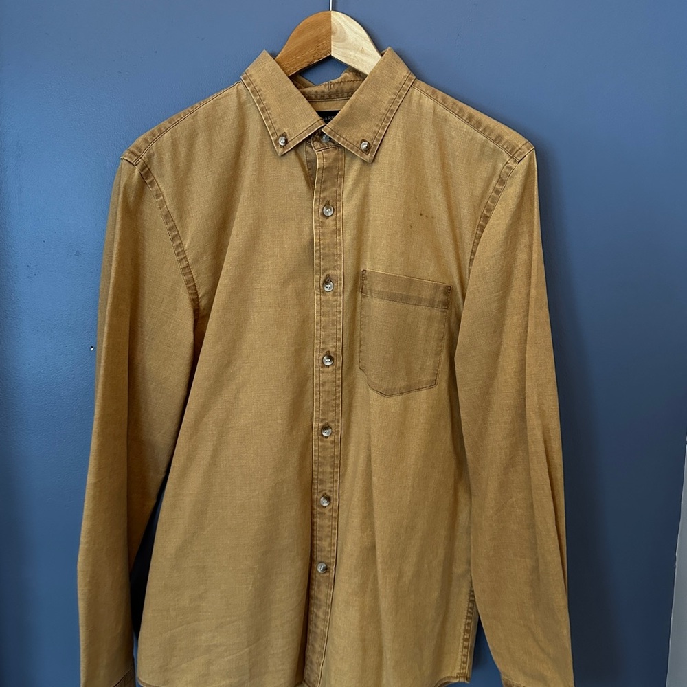 Men's mustard tan Button-Up Shirt